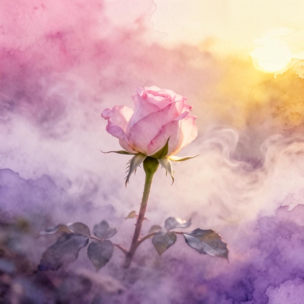 A single deep burgundy rose with soft gold dust, blooming gently